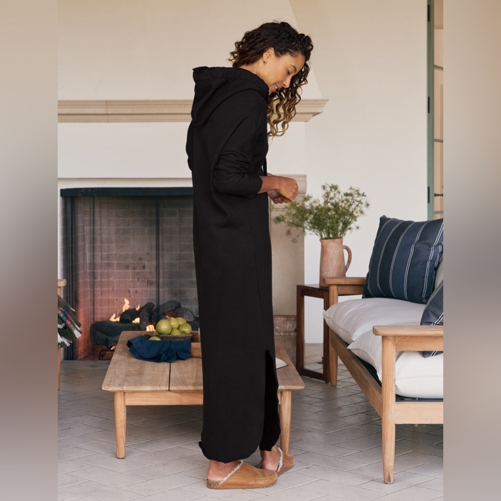 Frank & Eileen James Triple Fleece Hooded Maxi Dress Black - Picture 4 of 7